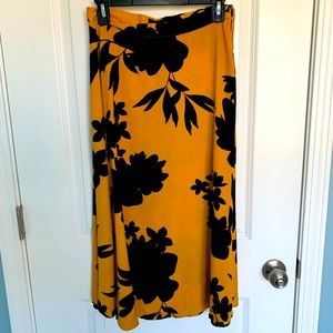 Yellow and Black Midi Skirt